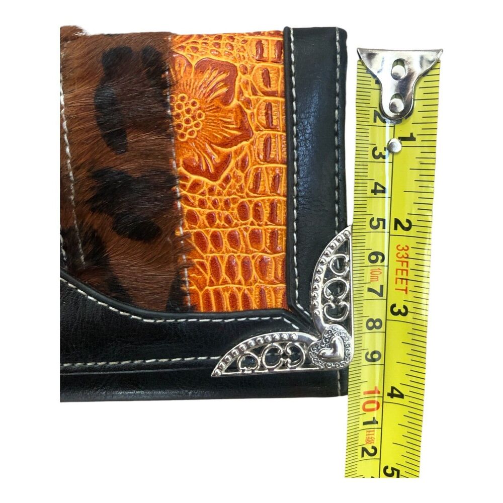 Brighton Western Animal Print Leather Wallet with Silver Heart‎ Accent $225 - Picture 10 of 13